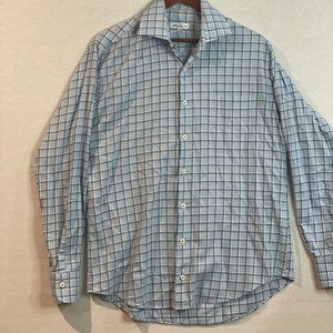 Peter Millar Mens Button Down Shirt Multicolor Plaid Long Sleeve Pocket Cotton M